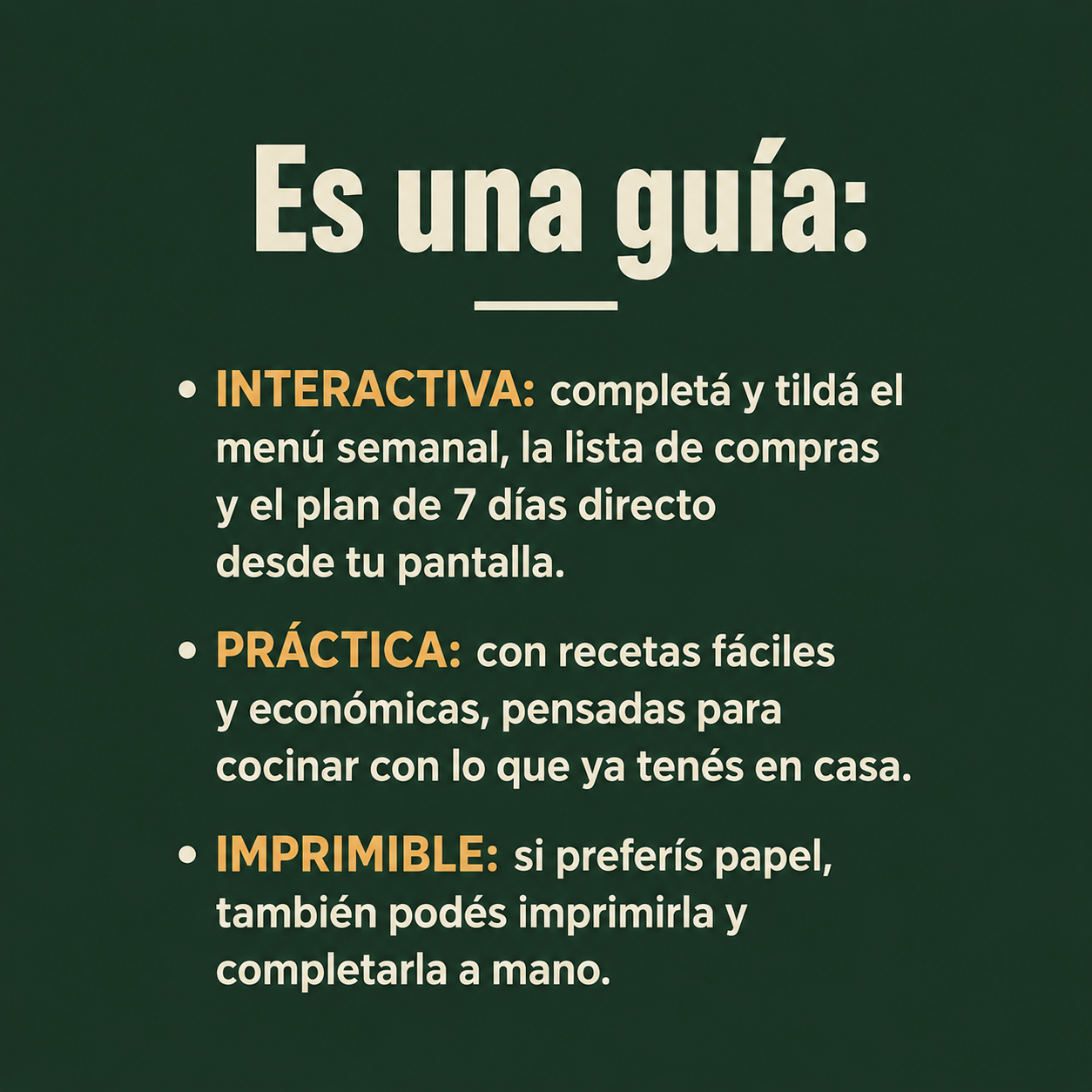 Guia interactiva de meal prep/ planificación semanal de comidas